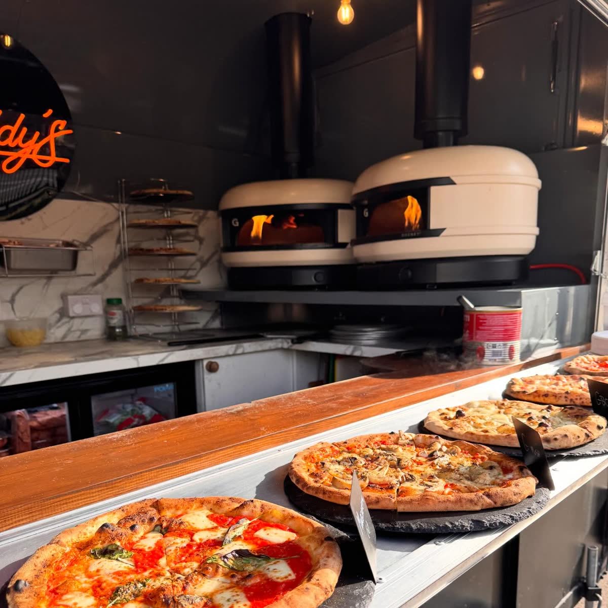 Wood-fired margherita pizza from Gozney oven at Paddy's Pizza